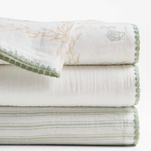 Personalized Frankie Seascape Green Baby Swaddle Set by Jake Arnold