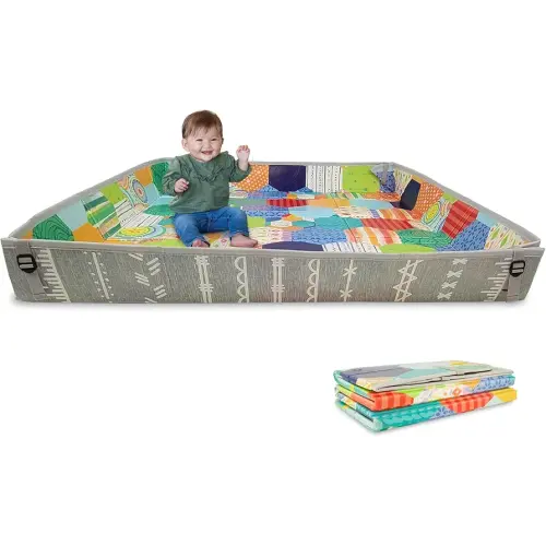 Infantino Foldable Soft Foam Play Mat, Baby Play Mat for Tummy Time & Floor Play, Lightweight, Easy to Store, Wipeable, Multicolor