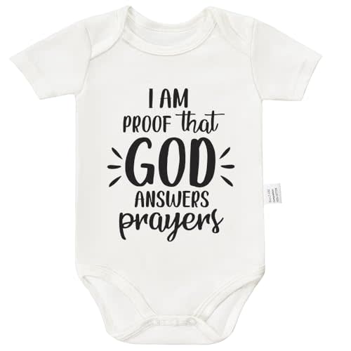 N FAOMIN I Am Proof That God Answers Prayers Bodysuit, Christian Infant Cotton Romper Short Sleeve Outfits 0-24 Months