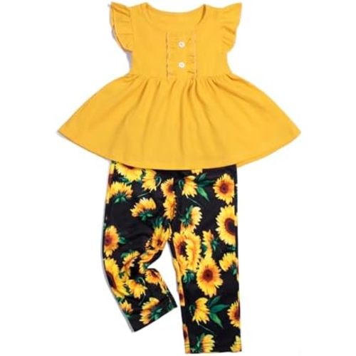 Toddler Baby Girl Clothes Sleeveless Ruffle Dress Top Shirt Floral Pants Little Girls Spring Summer Outfits