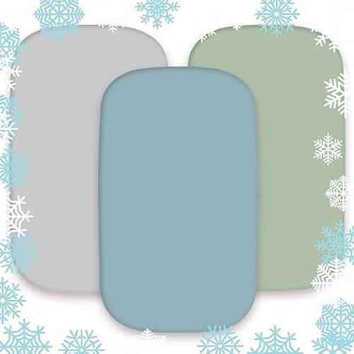 AMROSE 3 Pack Cooling Bassinet Sheets 33" x 20" Compatible with Mika Micky, Baby Delight, Dream On Me, AMKE and Other Rectangle Bassinet Mattress, Soft and Skin-Friendly, Oliver Teal Gray