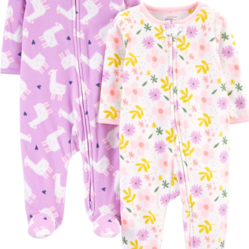 Simple Joys by Carter's Baby Girls' Fleece Footed Sleep and Play, Pack of 2