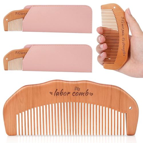 FEBSNOW Birthing Comb, 2 Pack Natural Wooden Labor Combs for Pain Relief Birthing Comb for Pregnant Women's Delivery Gifts