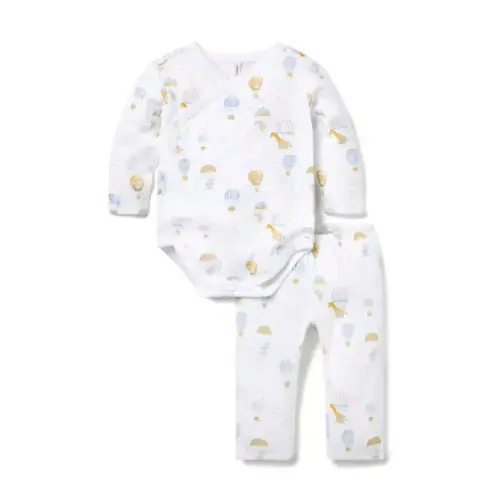 Newborn Jet Ivory Balloon Animals Baby Hot Air Balloon Animals Wrap Matching Set by Janie and Jack