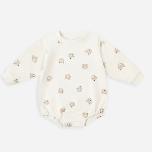 Crewneck Bubble Romper || Brown Bear – Quincy Mae
