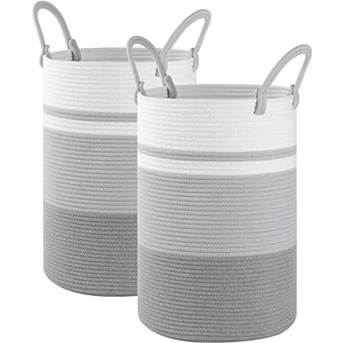 Laundry Basket 2 Pack, Laundry Hamper, Baby Nursery Hamper, Foldable Laundry Hamper with Handles, Storage Blanket Clothes Toys in Bedroom, Living Room-13.8 "L * 19.7 "H-Gradient Grey