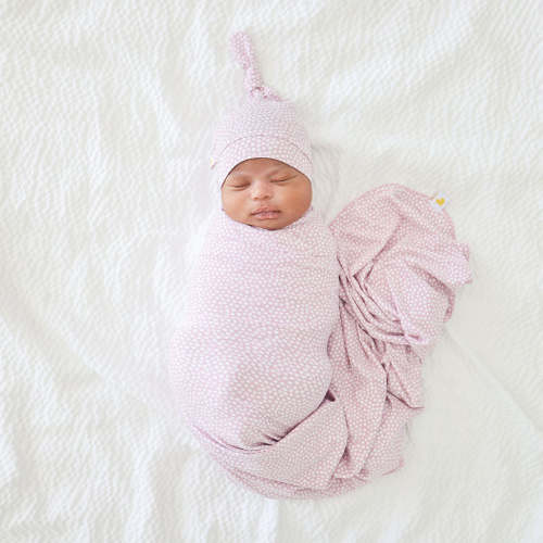 PARZ: Pastel Orchid Polka Dot Picot Edge Swaddle