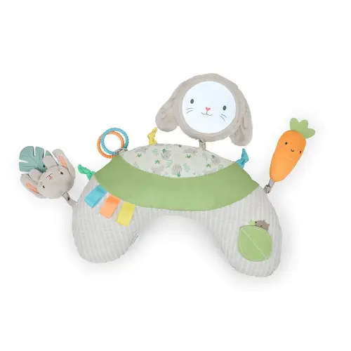 Ingenuity Cozy Prop Sylvi Tummy Time Pillow​, Multi-Sensory, 4 Removable Toys, 0+M - Plush Bunny