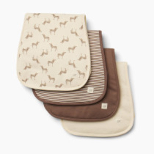 Tiny Kind Burp Cloth 4 Pack - Deep Taupe Zebra