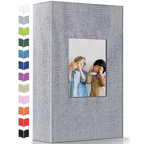 Artfeel Photo Album 4x6 with 300 Pockets,Slip-in Picture Albums,Linen Cover Memory Book with Front Window,White Page Vertical Photo Book for Wedding,Family,Anniversare,Baby,Vacation