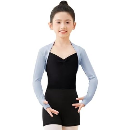 Dayrose Girls Ballet Shrug, Long Sleeve Girls Dance Top Over Leotards for Dance, Gymnastics