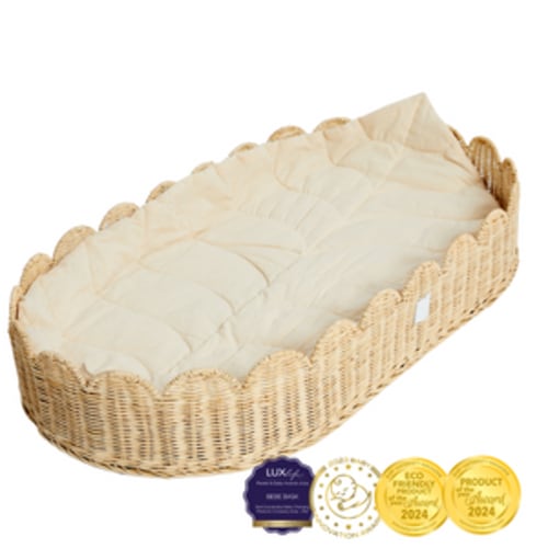 Baby Changing Basket "FLORENCE" Handmade & Natural Changing Pad-By BEBE BASK® – BEBE BASK