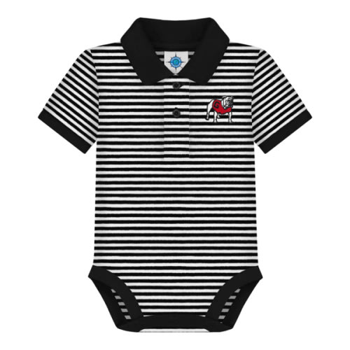 INFANT GEORGIA one piece three snap striped polo - black – The Red Zone- Athens, GA