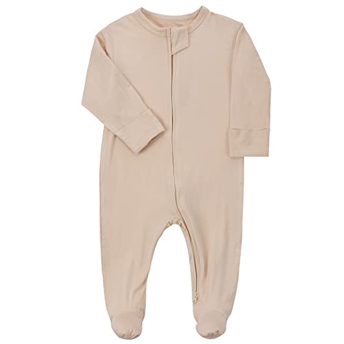Aablexema Baby Footie Pajamas Zipper - Rayon from Bamboo Infant Footed Pjs with Mittens Sleepwear Jammies