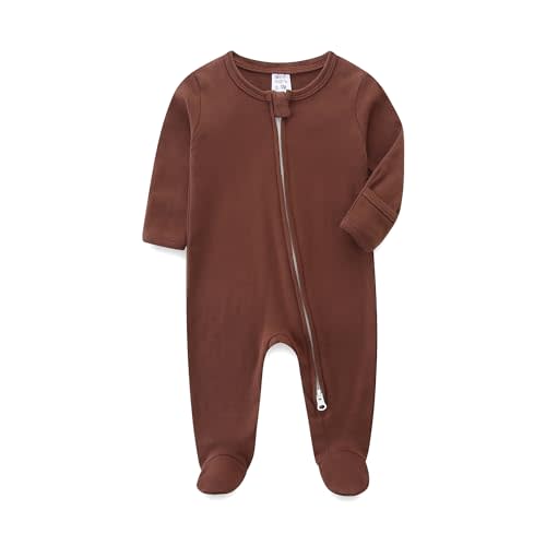 Unisex Baby Boy and Girl Zipper Onesie Solid Toddler Footie One-Piece Infant Romper Jumpsuit