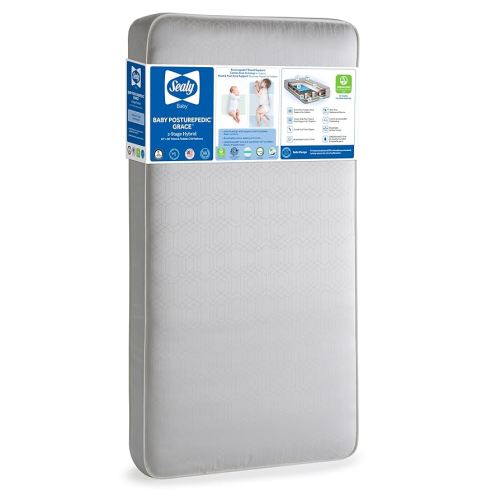 Sealy Baby Posturepedic Grace Hybrid - Firm 2 Stage Breathable Crib Mattress with Waterproof Barrier - GREENGUARD Gold Certified, Soy-enhanced Foam for Infants and Toddlers, Made in the USA (52x28")