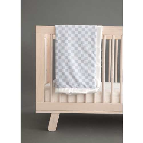 Checkered Silver Plush Blanket