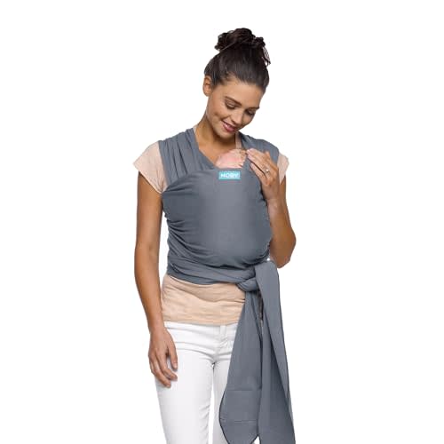 Moby Baby Wrap Carrier Classic for Newborns to Toddlers (8-33lbs), Infant Sling Carrier, Lightweight & Hands Free Design, Adjustable for All Body Types (Flint)