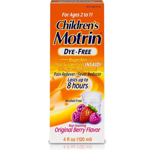 Children's Motrin Oral Suspension Medicine for Kids, 100mg Ibuprofen, Berry Flavored, 4 fl. oz