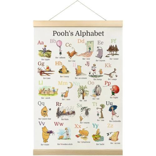 Amazon.com: Winnie Alphabet Hanger Frame Classic The Pooh Wall Decorations Pooh's ABC Poster Alphabet Wall Decor for Nursery Classrooms Kid抯 Rooms Living Rooms 12x16 Inch: Posters & Prints