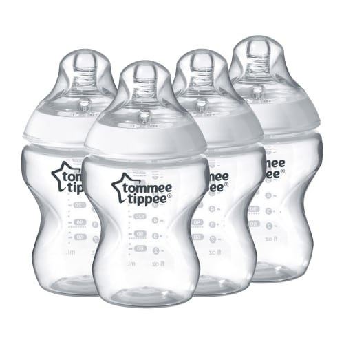 Tommee Tippee Closer to Nature Baby Bottle | Breast-Like Nipple with Anti-Colic Valve, BPA-free 9-ounce, 4 Count