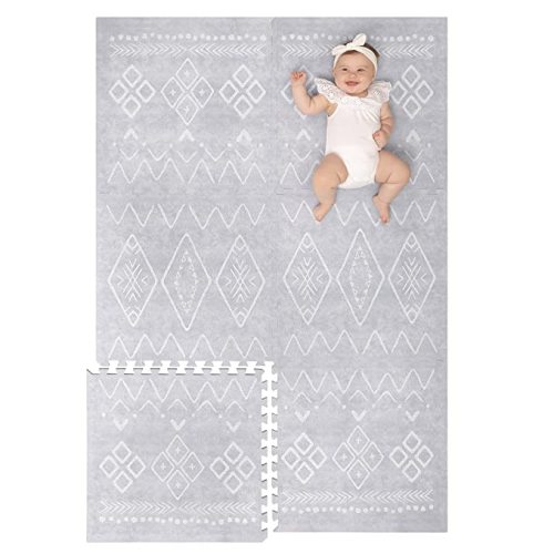 Amazon.com : Lillefolk Stylish Foam Play Mat for Baby. Soft, Thick, Non-Toxic Playmat, Covers 6 ft x 4 ft, Interlocking Puzzle Tiles for Tummy Time and Crawling (Gray) : Baby