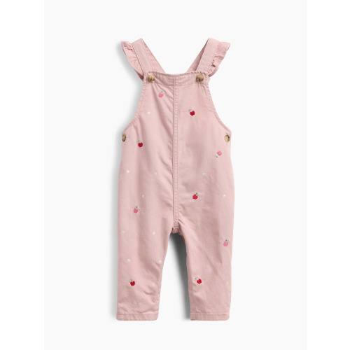 Baby Embroidered Apple Ruffle Overalls