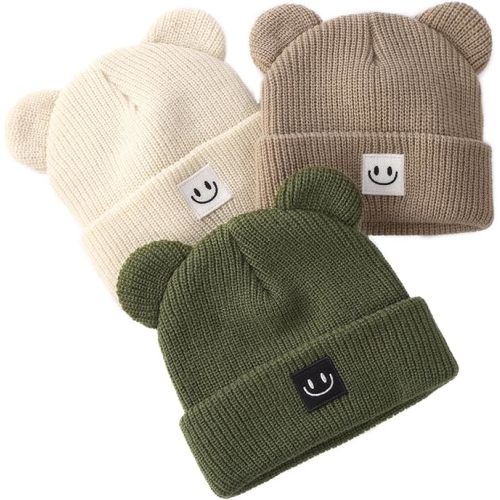 FURTALK Infant Baby Beanie with Bear Ear Cute Winter Hat for Toddler Boys Girls Soft Knitted Cap