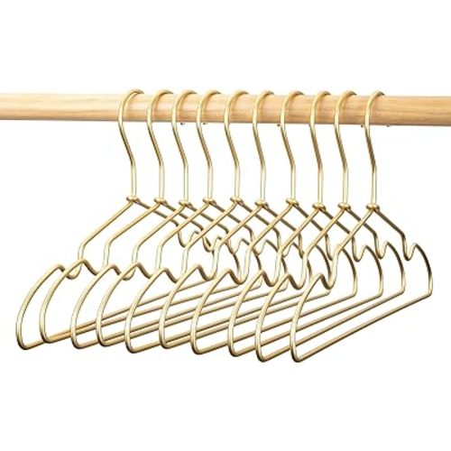 12.6" Matte Gold Metal Kids Baby Hangers, 10Pack, Non Slip, Suit for Coated Wire Children Clothes Hangers, Closet Storage,Retail Display Space Saving for Toddler Coats Infant Hangers