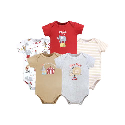 Hudson Baby Short Sleeve Bodysuits, 5-Pack, Newborn- 24 Months