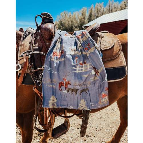 Life On the Ranch Bamboo Swaddle (Dark Blue)