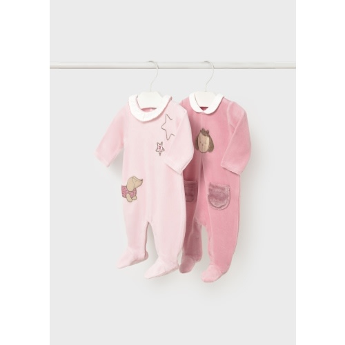 Newborn Girl 2-Piece Velour One Piece Set