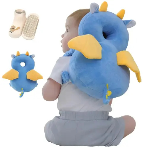 Baby Head Protector Backpack with Safety, Toddler Adjustable Head Protection for Baby Walking and Falling Crawling, 0.5-3 Years 6-36 Months, Dragon