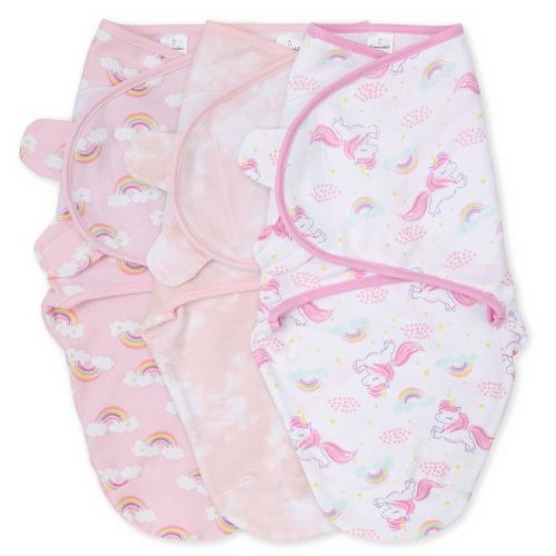 The Peanutshell Rainbow Unicorn Swaddle Wrap - S/m 3pk