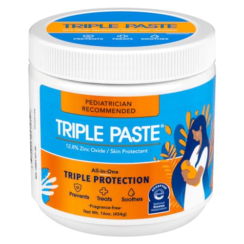 Triple Paste Diaper Rash Cream for Baby - 16 Oz Tub - Zinc Oxide Ointment Treats, Soothes and Prevents Diaper Rash - Pediatrician-Recommended Hypoallergenic Formula with Soothing Botanicals