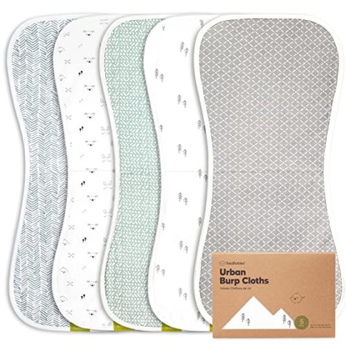 5-Pack Organic Burp Cloths for Baby Boys and Girls - Ultra Absorbent Burping Cloth, Burp Clothes, Newborn Towel - Milk Spit Up Rags - Burpy Cloth Bib for Unisex, Boy, Girl - Burp Cloths (Nordic)