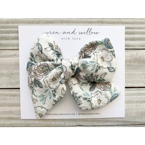 Periwinkle Blossom Pinwheel Bow - Spring Floral Hair Bow - Pink Blue Baby Bow - Nylon Headband - Hair Clip - Newborn, Baby, Toddler, Girls