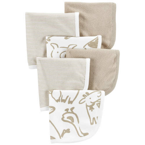 Baby 6-Pack Wash Cloths - Style,Tan/Ivory