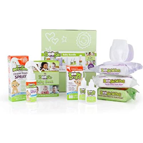 Baby Gift Set by Boogie Wipes, FSA/HSA Eligible, Baby Wipes by Boogie Wipes 90 Count, Diaper Rash Cream Spray by Boogie Bottoms 1 Pack, Baby Nasal Saline Drops by Boogie Drops 2 Pack