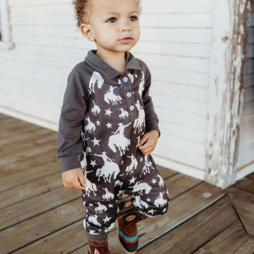 Cowboy Bucking Horse Romper Baby (0M-2T)