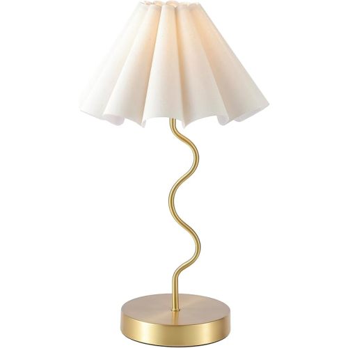 Pleated Table Lamp, Table Lamp for Bedroom, Bedside Lamps for Nightstand with Linen Lampshade, Modern Lamp for Bedroom Home Office Decor