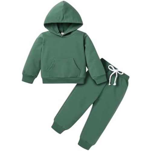 Happy Town Toddler Fall Outfits for Girl Boy Long Sleeve Hoodie Top and Long Sweatpants Set Toddler Sweatsuit