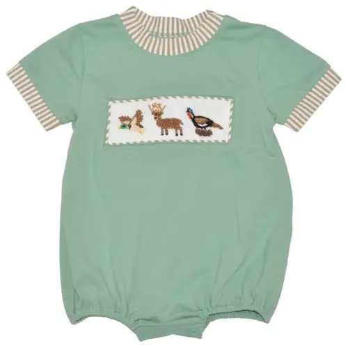 Hand Smocked Wildlife Bubble - size 9M