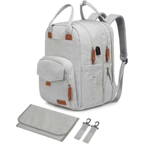 Extra Large Diaper Bag for 2 Kids - Expandable 35L Twin Diapers Bags Backpack with 4 Insulated & 16" Laptop Pocket & 2 Compartments - Big Baby Backpacks - Travel Pañaleras Para Bebe, Unisex
