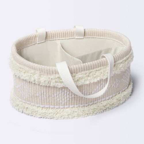 Tufted Fabric Diaper Caddy Storage Basket - Khaki And Cream - Cloud Island™