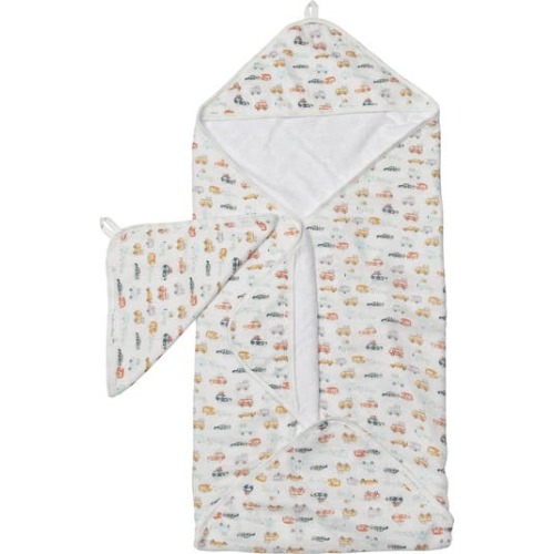 Print Muslin Hooded Towel & Washcloth Set