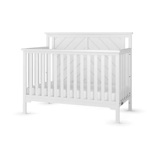 Child Craft Hampton 4-in-1 Convertible Crib, Flat Top Panel Design, 3 Mattress Heights, Matte White