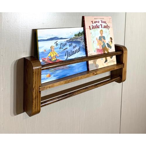 Nursery Bookshelf with Clothes Hanging Wood Rod