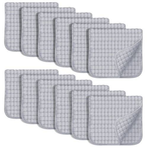 SWEET DOLPHIN 12 Pack Muslin Burp Cloths Large 100% Cotton Hand Washcloths for Baby - Baby Essentials Extra Absorbent and Soft Boys & Girls Milk Spit Up Rags for Newborn Registry - Slate, 20" X10"