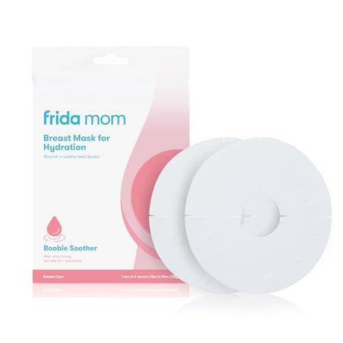 Frida Mom Hydration Packets for Breasts, Hydrate Nipples with Breast Mask Made with Aloe Vera, Honey, Tea Tree Oil, & Cucumber, 2 Sheet Masks